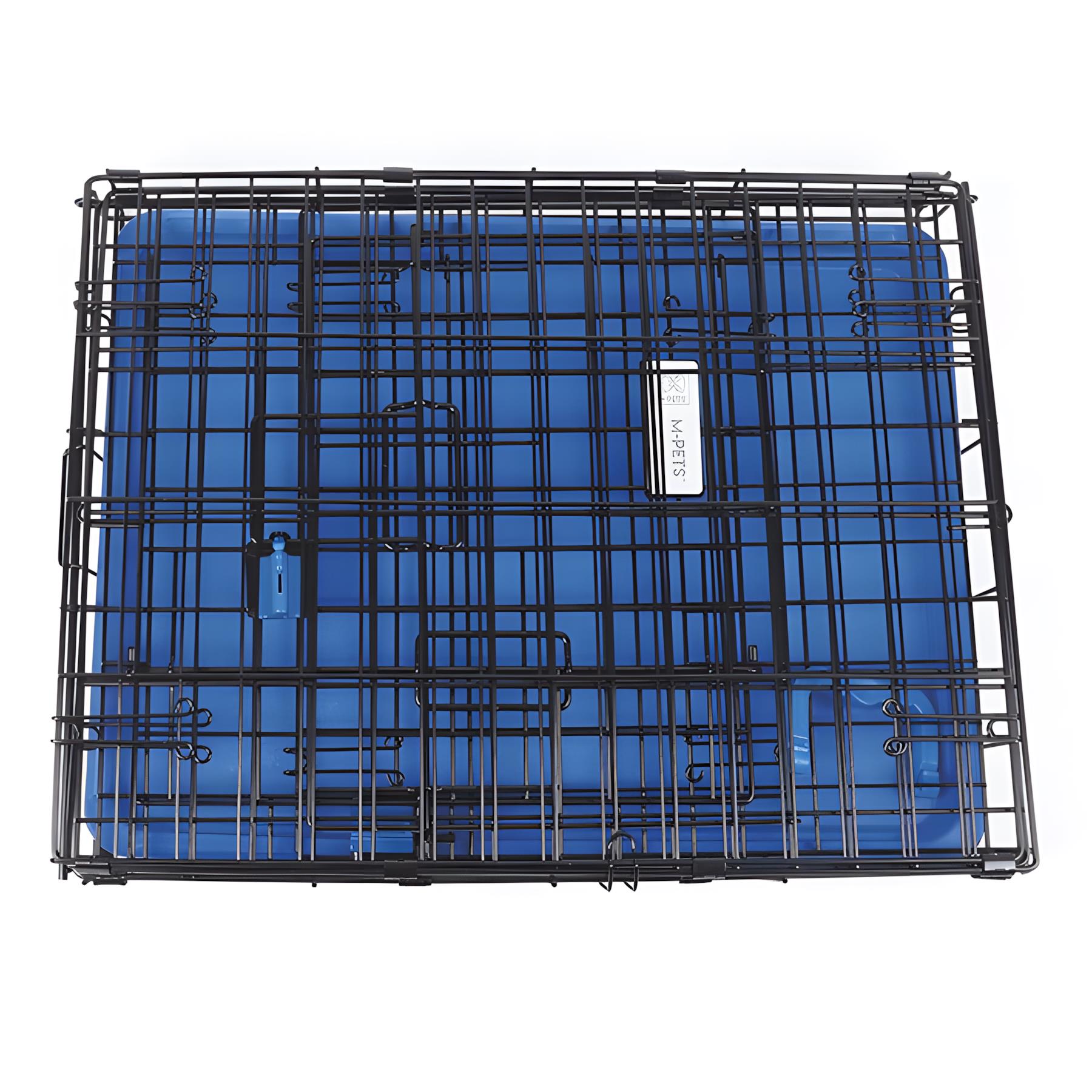 M-Pets Voyager Katlanır Metal Köpek Kafesi 2 Kapılı Mavi 106x71x76Cm