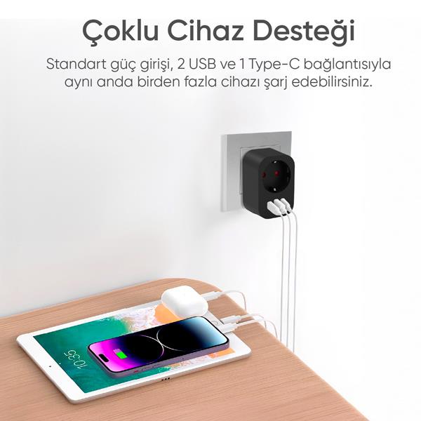 Şımart Akıllı Priz (USB ve TYPE-C Girişli)
