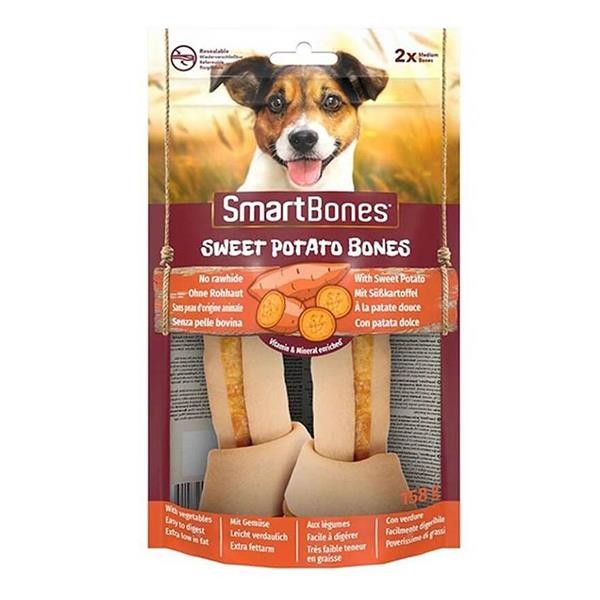 SmartBones Sweet Patato Bones Tatlı Patatesli Medium Kemik Köpek Ödülü 158Gr 2li