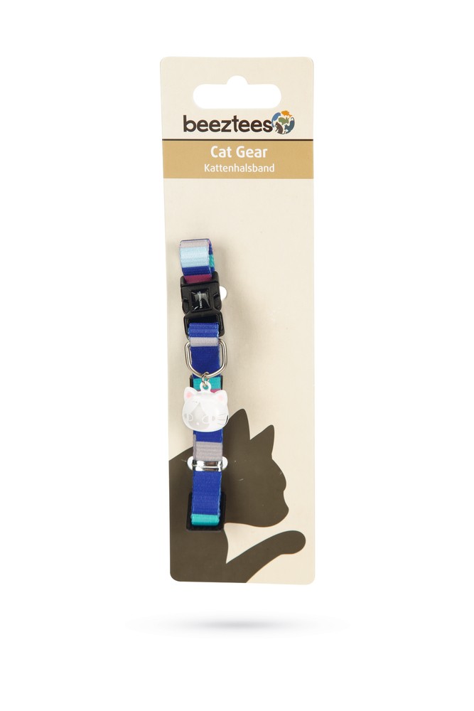 Beeztees Kedi Boyun Tasması, Zilli, Renkli Çizgili, 20-30cm