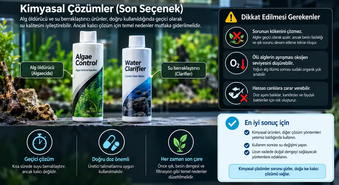 &nbsp; Piyasada&nbsp;alg öldürücü (algaecide)&nbsp;ve&nbsp;su berraklaştırıcı (clarifier)&nbsp;ürünler bulunur.&nbsp; &nbsp;