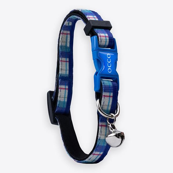 Occo Indigo Gingham Safety Kedi Boyun Tasması