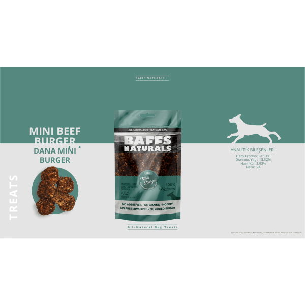 Baffs Natural Mini Burger Dana Etli Köpek Ödülü 100Gr