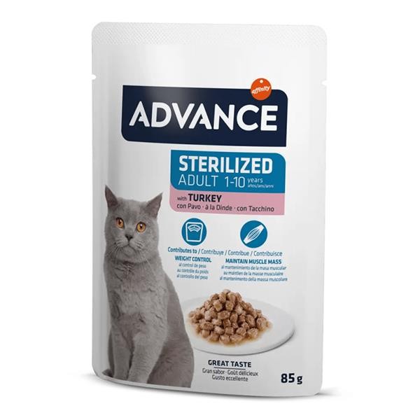 Advance Pouch Hindili Kısırlaştırılmış Yaş Kedi Maması 85gr