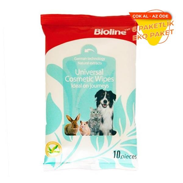 Bioline Kedi Köpek Islak Mendil 6'lı Paket