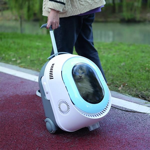 M-Pets Trolley Tekerlekli Taşıma Çantası Fanlı Beyaz