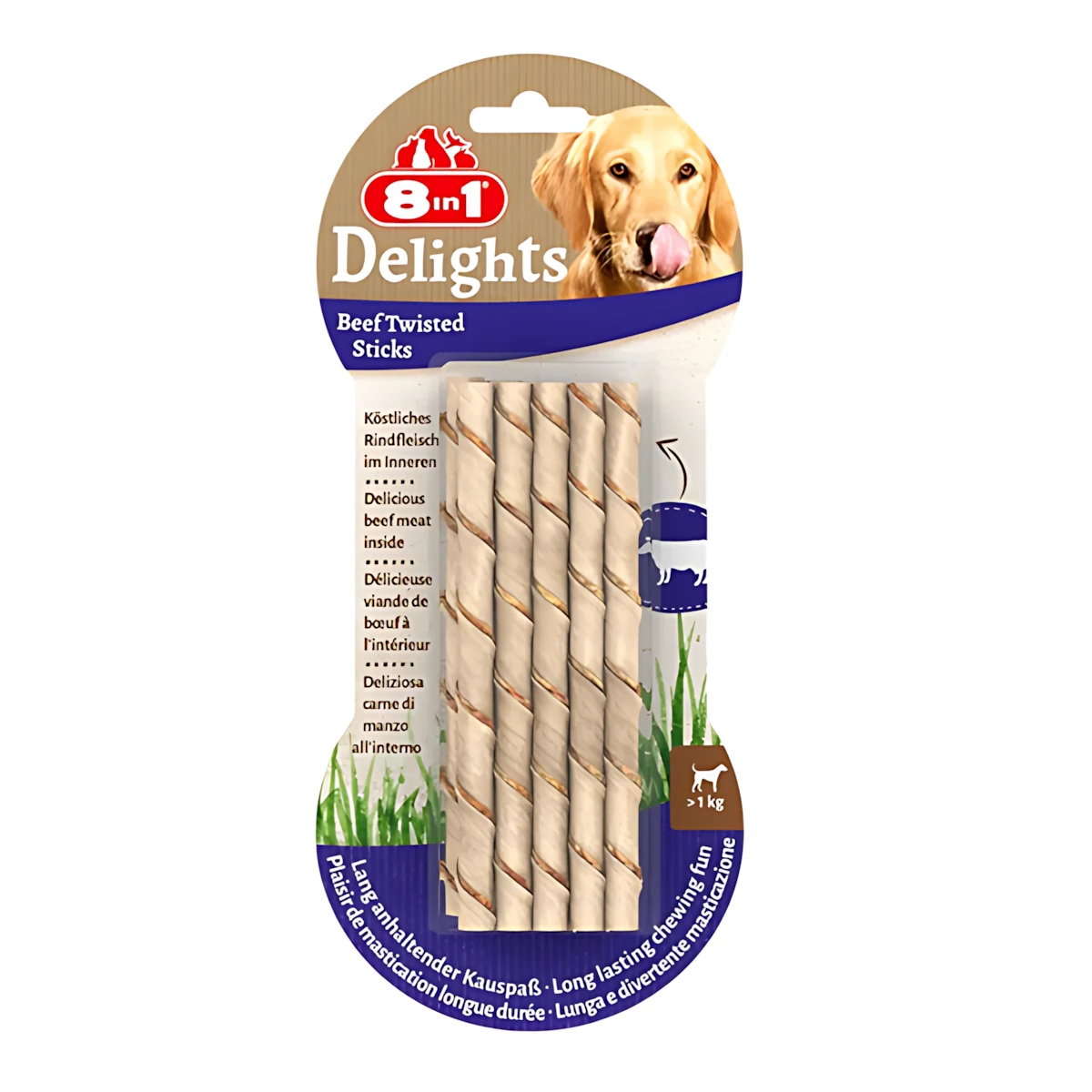 8in1 Beef Delight Twisted Sticks Köpek Ödülü