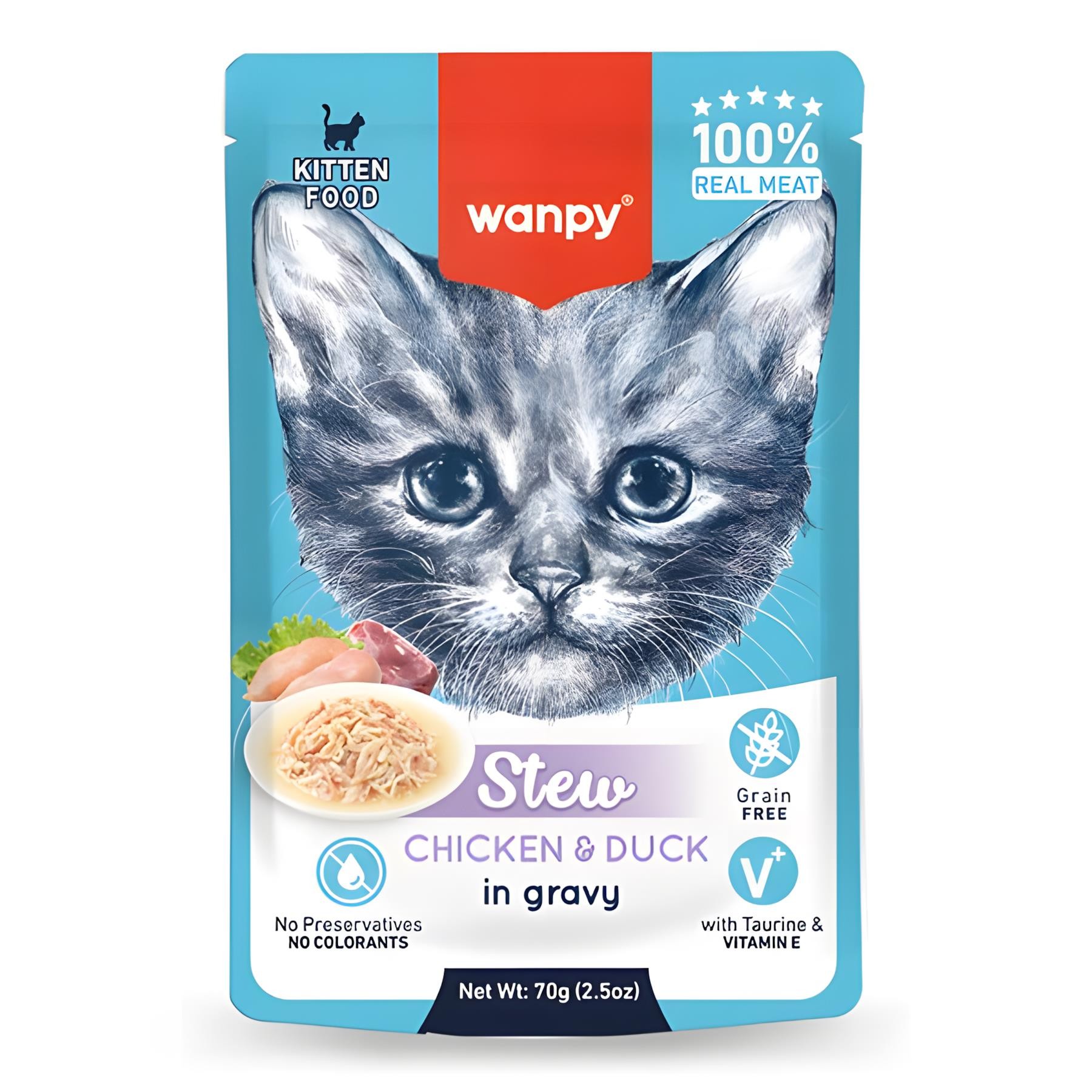 Wanpy Pouch Tavuklu ve Ördekli Yaş Kedi Maması 70gr