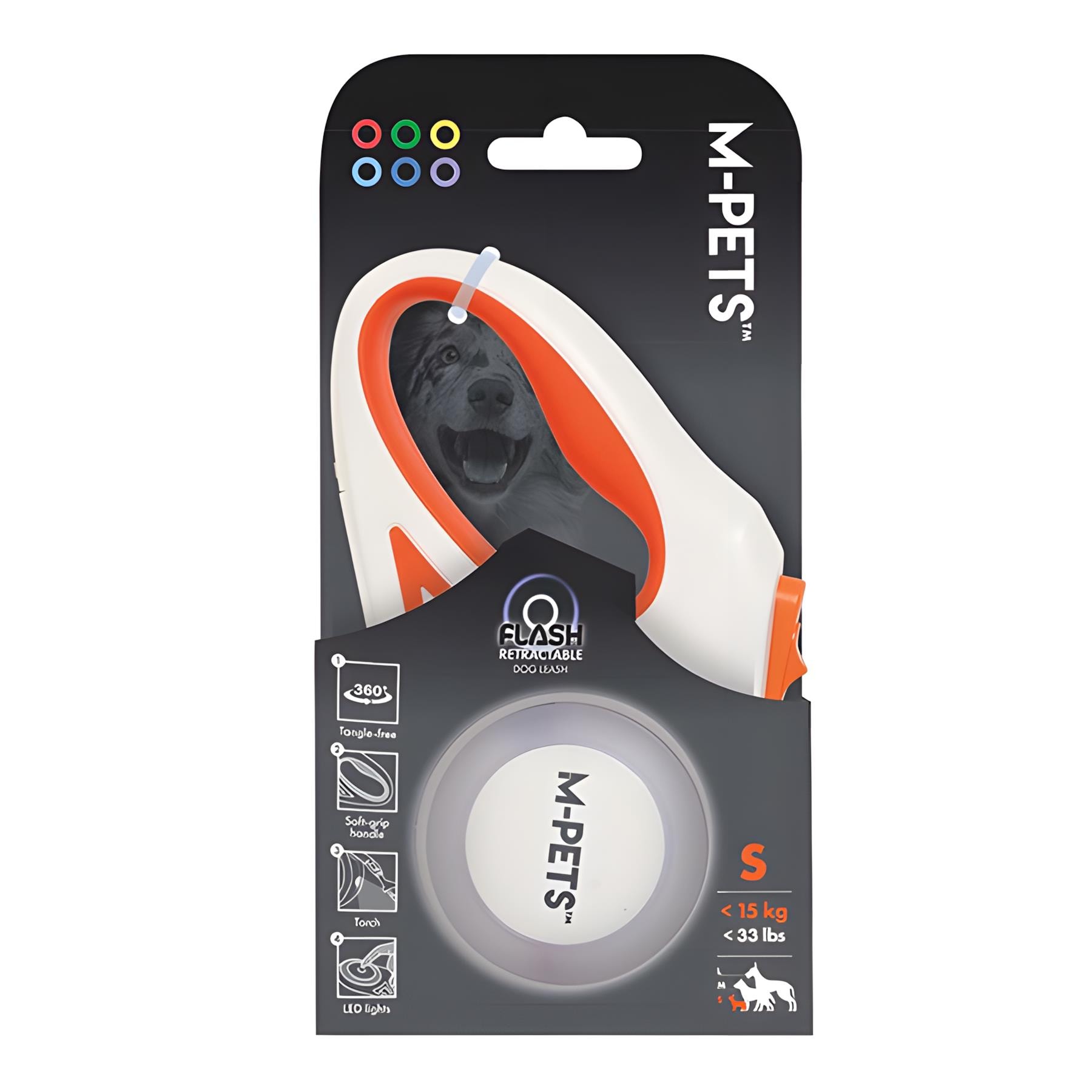 M-Pets Flash Ledli Otomatik Gezdirme Tasması Şerit 3 Metre Turuncu