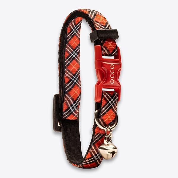 Occo Scarlet Plaid Safety Kedi Boyun Tasması