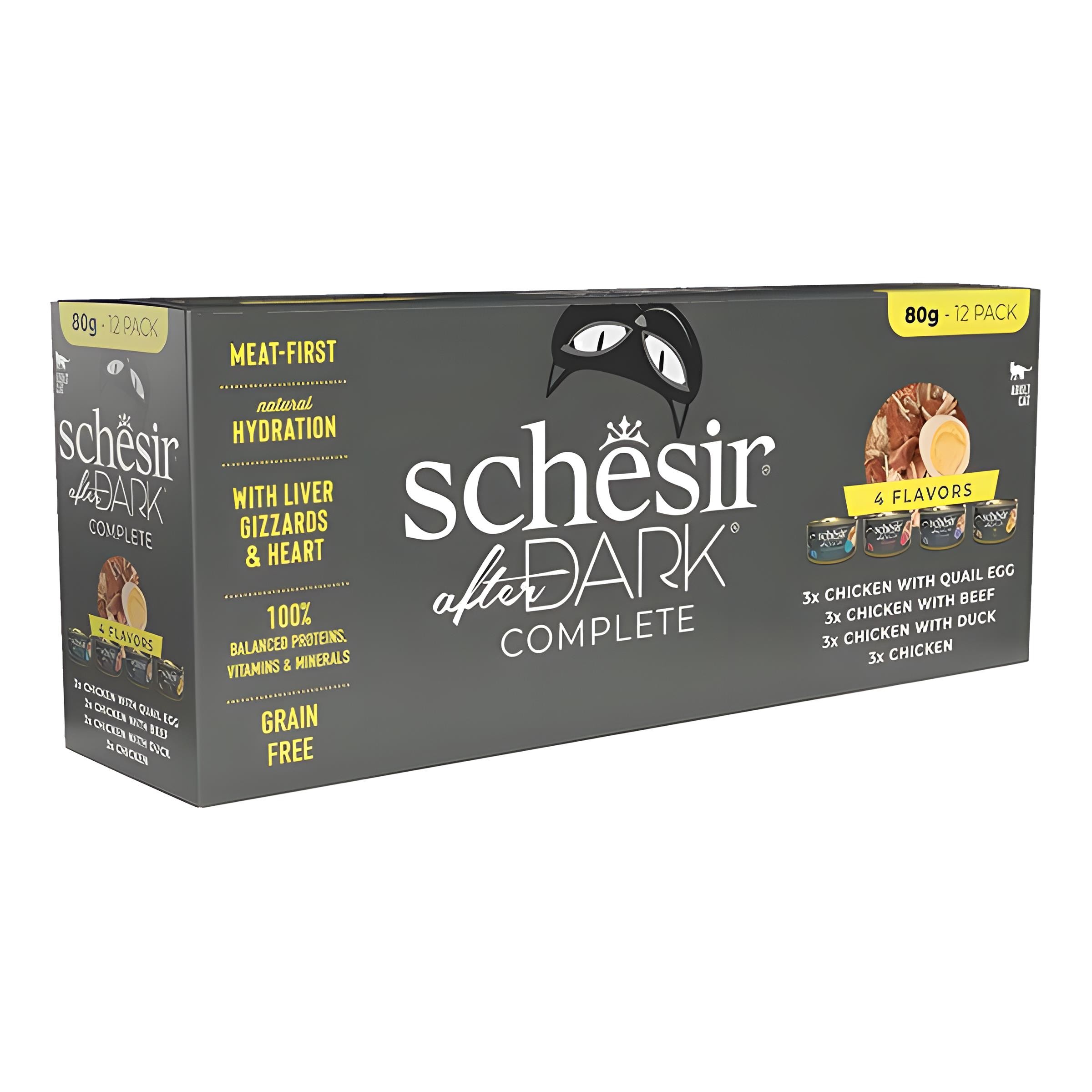 Schesir After Dark Et Suyunda Karışık Lezzetler Yetişkin Kedi Konservesi 12x80gr