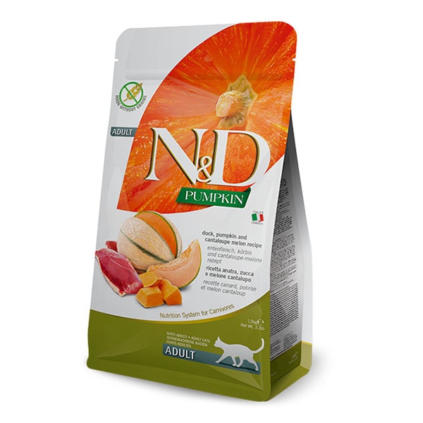 ND Pumpkin Ördek Etli Bal Kabaklı ve Kavunlu Tahılsız Yetişkin Kedi Maması 1,5Kg