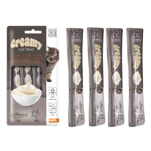 M-Pets Creamy Morina Balıklı ve Biftekli Kedi Ödülü 4x15gr