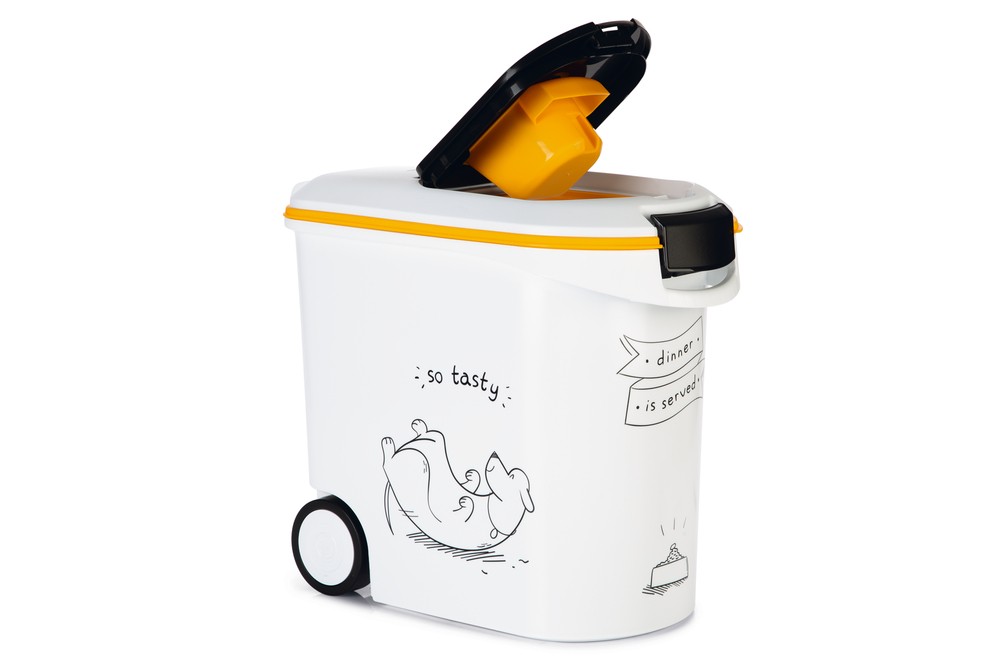 Beeztees Mama Saklama Kabı, Plastik, Tekerlekli, Özel Kapaklı, Beyaz, 35L