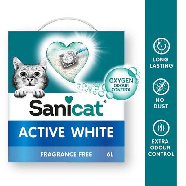 Sanicat Active White Topaklanan Kedi Kumu Kokusuz 10 Lt