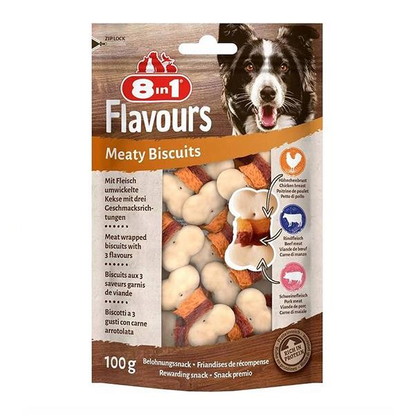 8in1 Flavours Meaty Biscuits Kıtır Köpek Ödülü 100gr