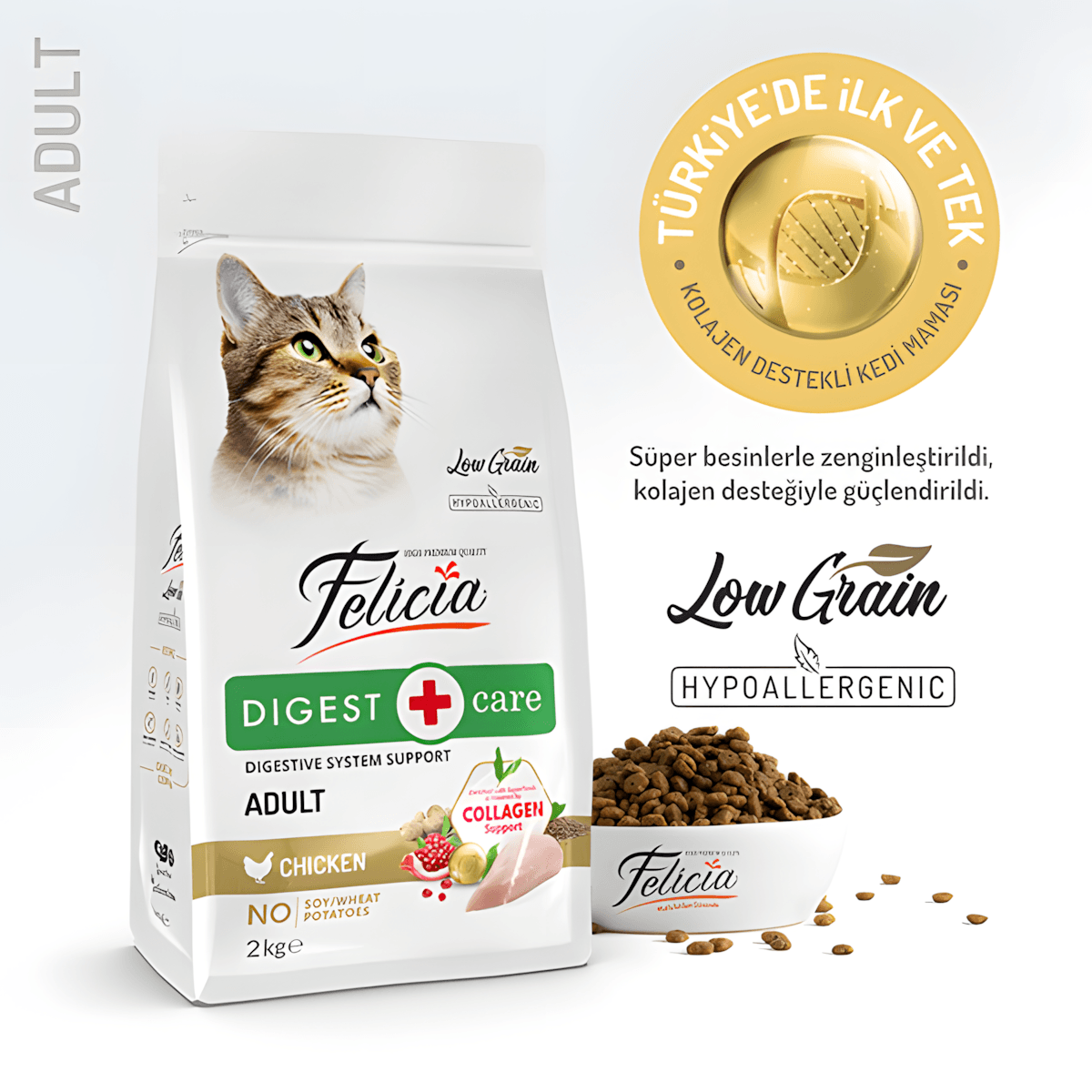 Felicia Az Tahıllı Tavuklu Hypoallergenic Kolajenli Yetişkin Kedi Maması 2Kg