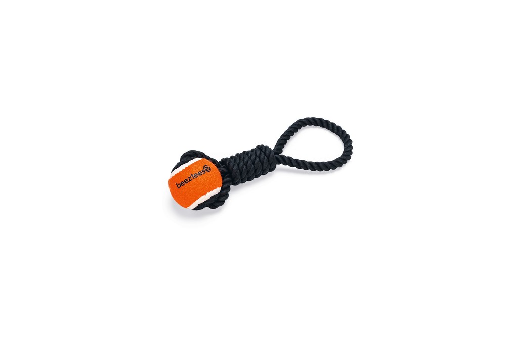 Beeztees Köpek Oyuncağı, Diş İpi Tutamaçlı Tenis Topu, Siyah, 30x7x6,3cm, 135gr