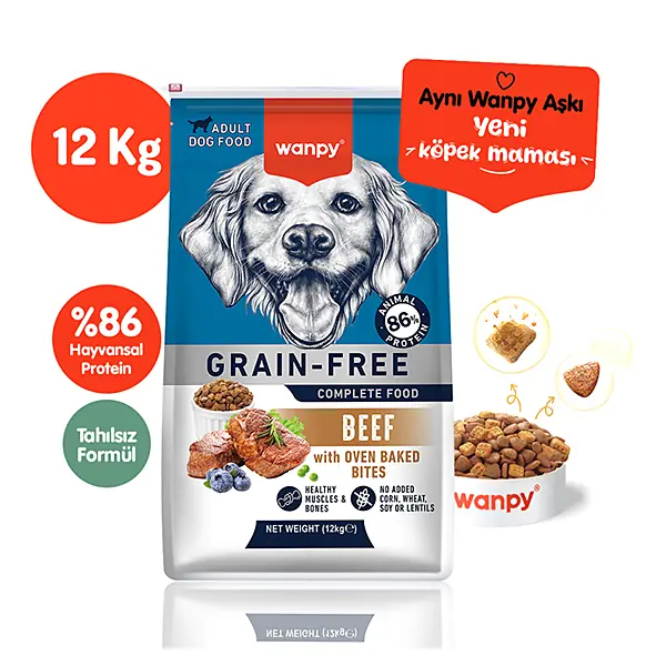 Wanpy Tahılsız Sığır Etli Yetişkin Köpek Maması 12Kg