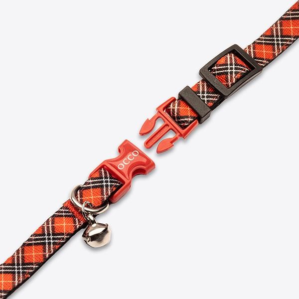 Occo Scarlet Plaid Safety Kedi Boyun Tasması