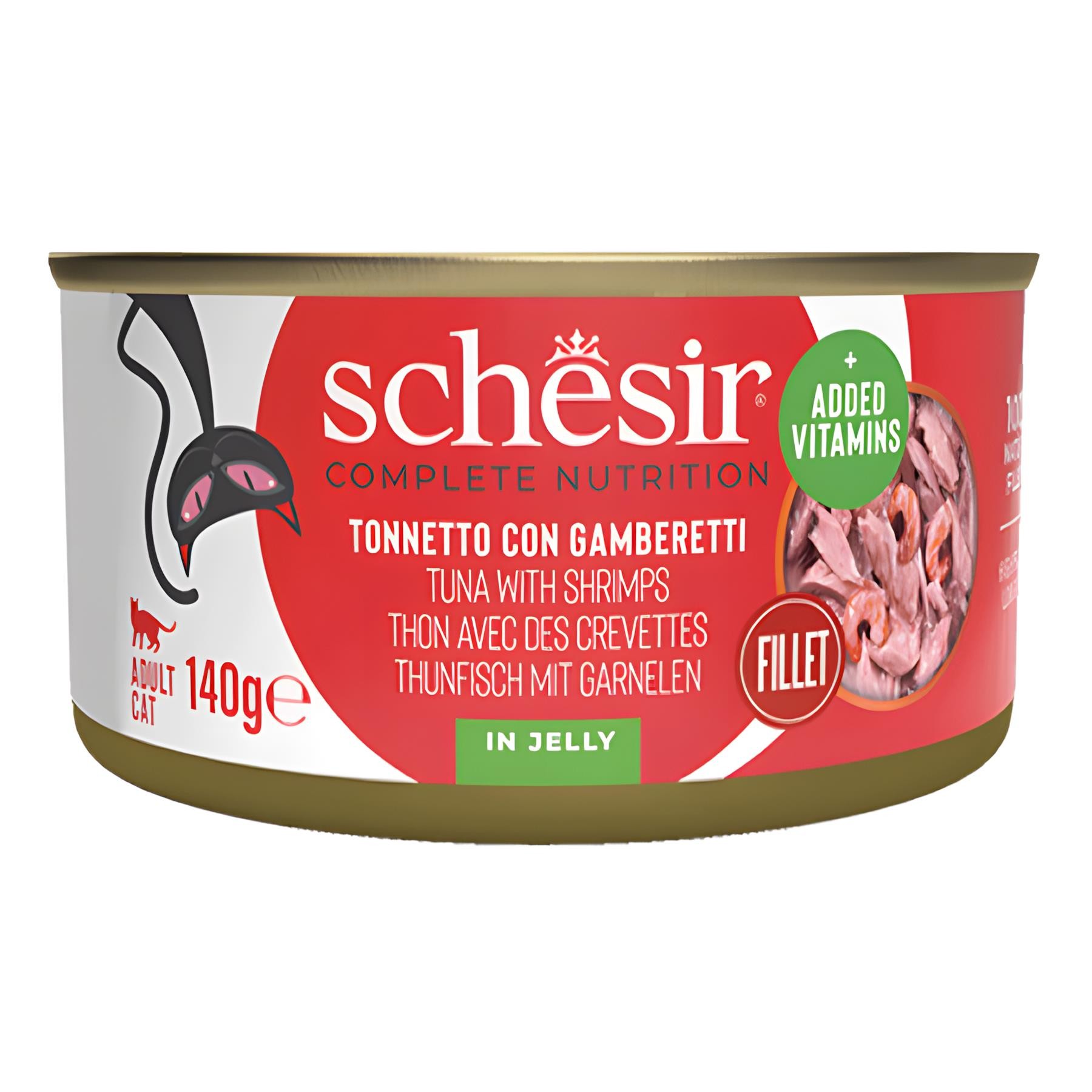 Schesir Jöle İçinde Ton Balığı ve Karidesli Konserve Kedi Maması 140gr 