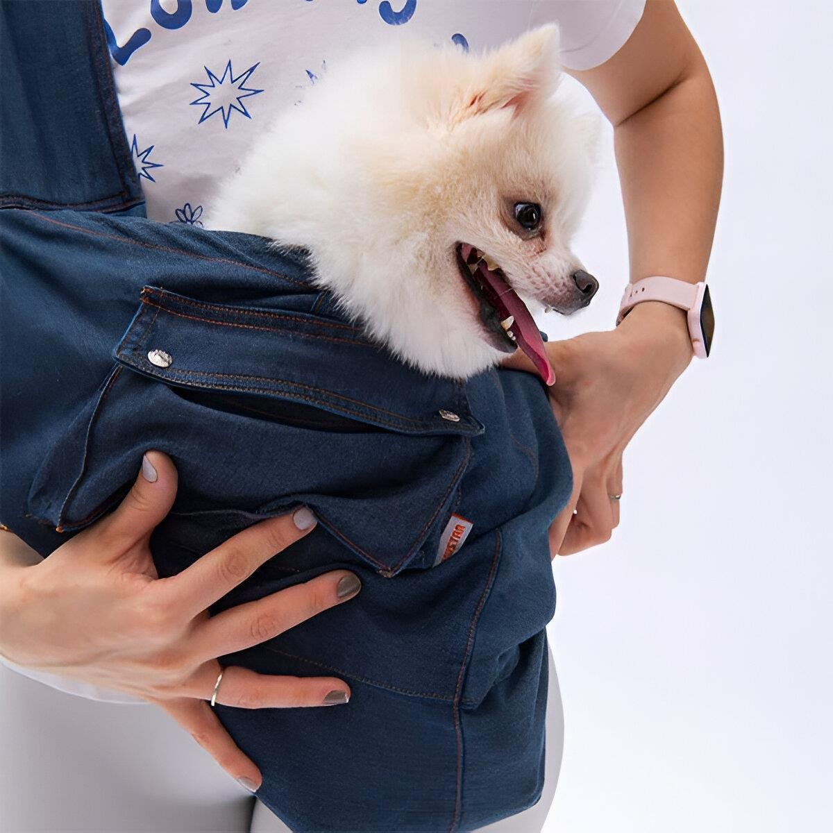 Pawstar Crossbody Kedi Köpek Taşıma Çantası Mavi Denim