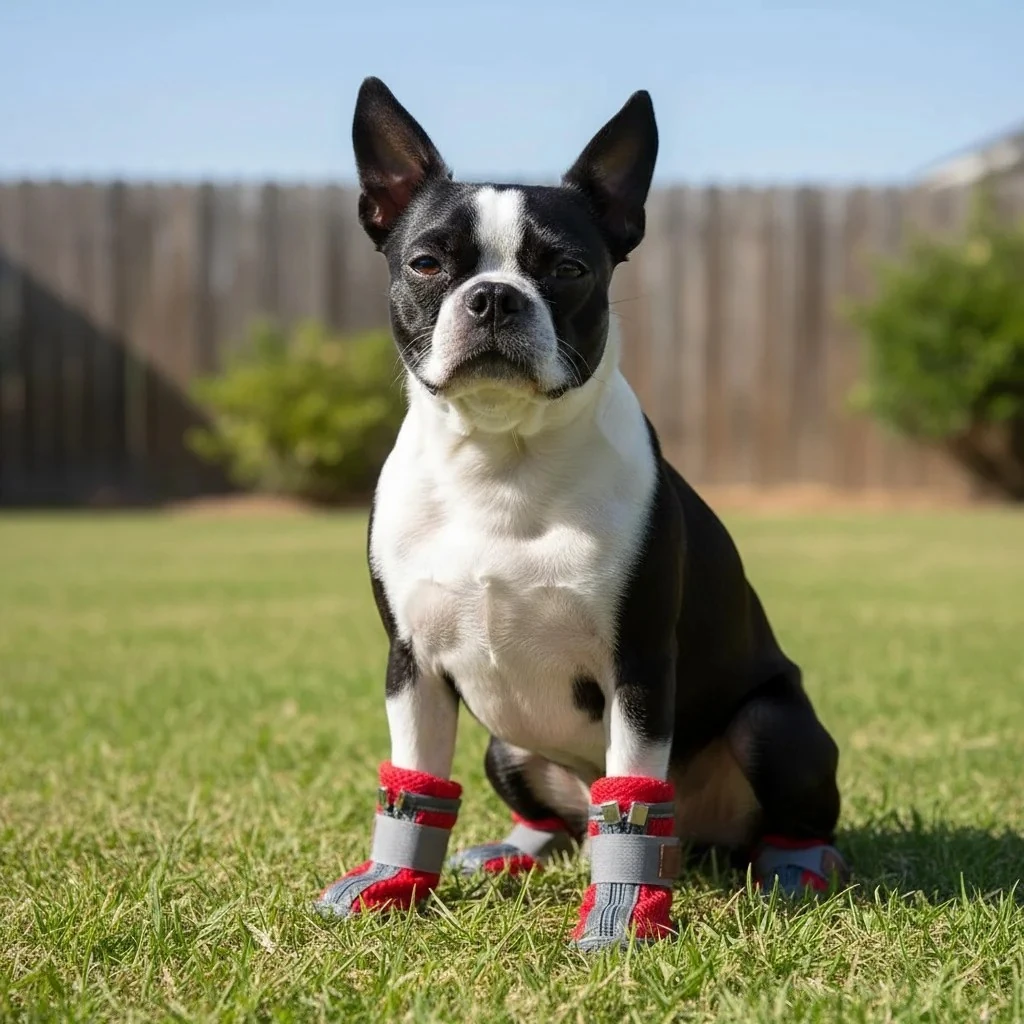 Be Design Fermuarlı Gri Kırmızı Köpek Ayakkabısı No 1