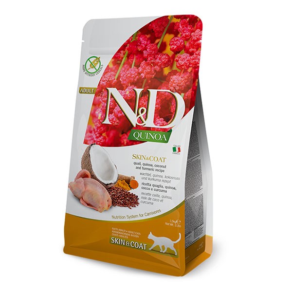 ND Quinoa Skin&Coat Bıldırcın Etli İdrar Yolları Destekleyici Kedi Maması 1,5 Kg