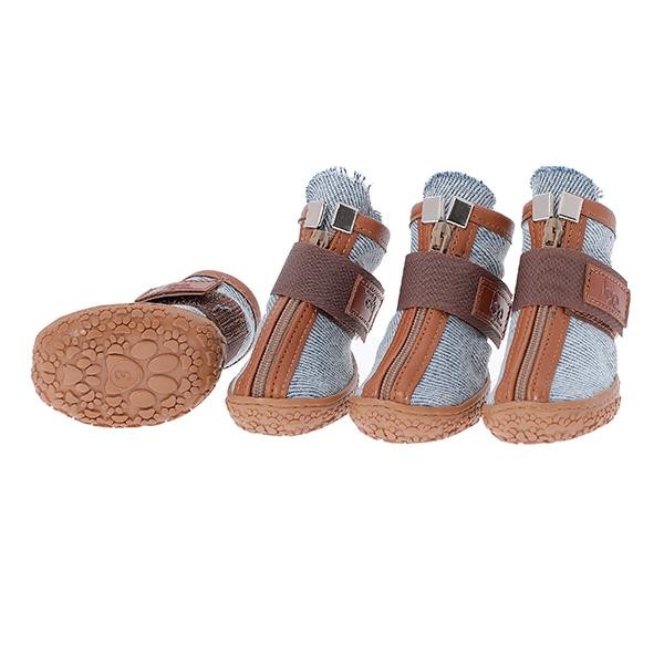Be Design Fermuarlı Taba Denim Köpek Ayakkabısı No 3