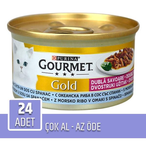 Purina Gourmet Gold Parça Etli Okyanus Balığı ve Ispanaklı Kedi Konservesi 85Gr 24lü