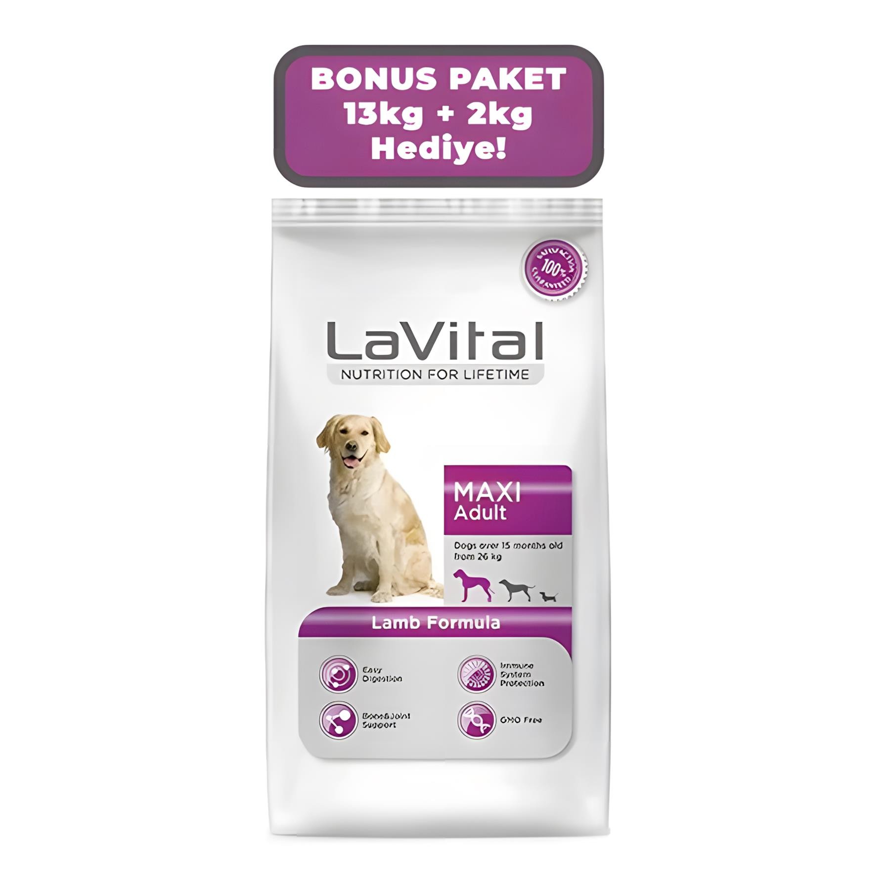 LaVital Kuzu Etli Büyük Irk Yetişkin Köpek Maması 12+3 Kg