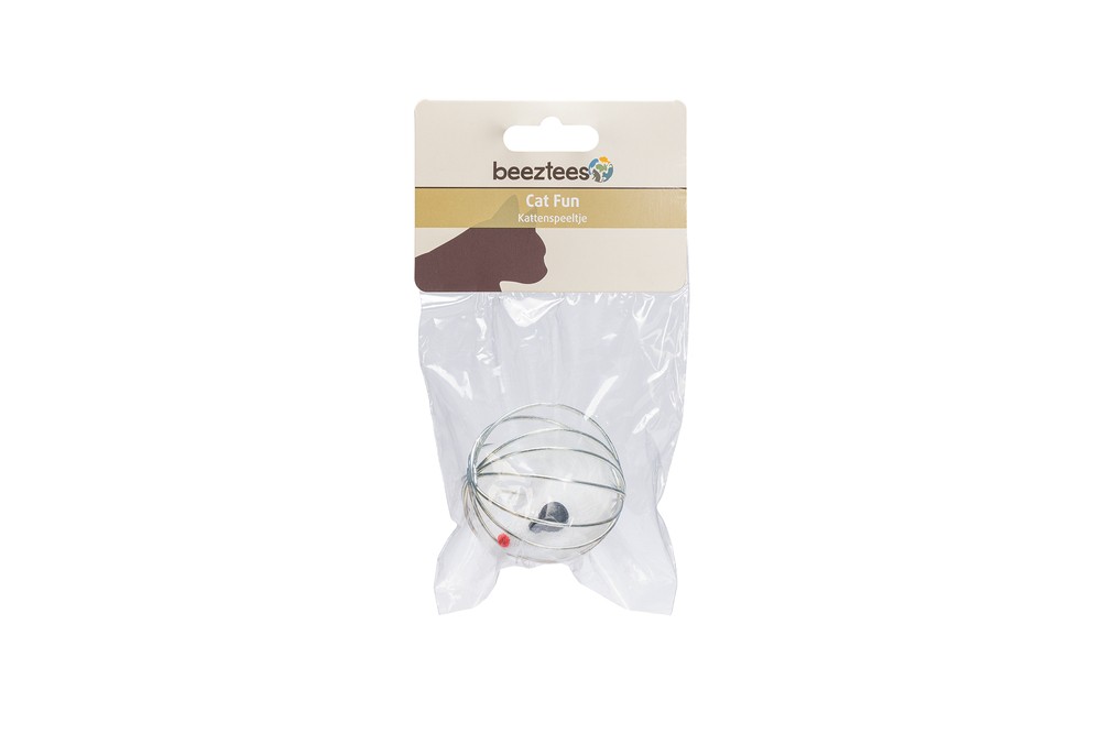 Beeztees Kedi Oyuncağı, Tel Top İçerisinde Pleuş Fare, Çeşitli Renklerde, 5,5cm