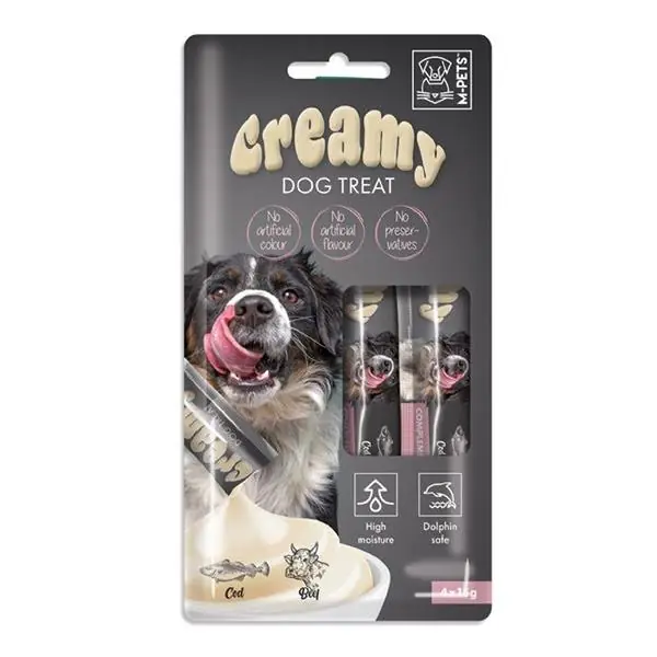 M-Pets Creamy Morina Balıklı ve Biftekli Köpek Ödülü 4x15gr