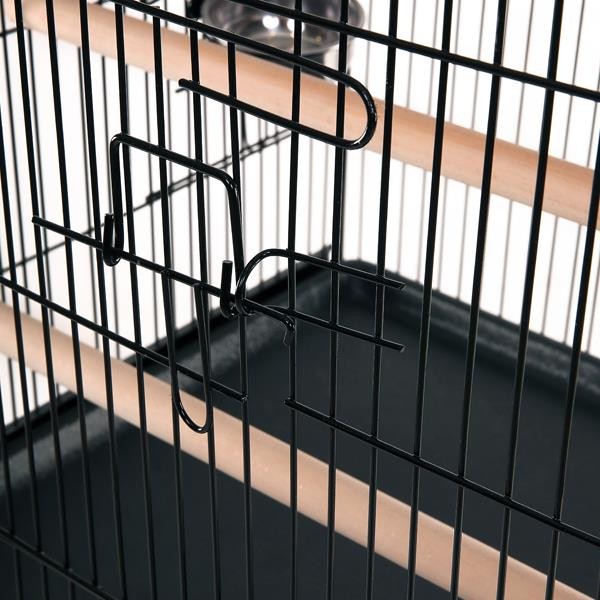 Sehpalı Papağan Kafesi Siyah 50x50x128Cm