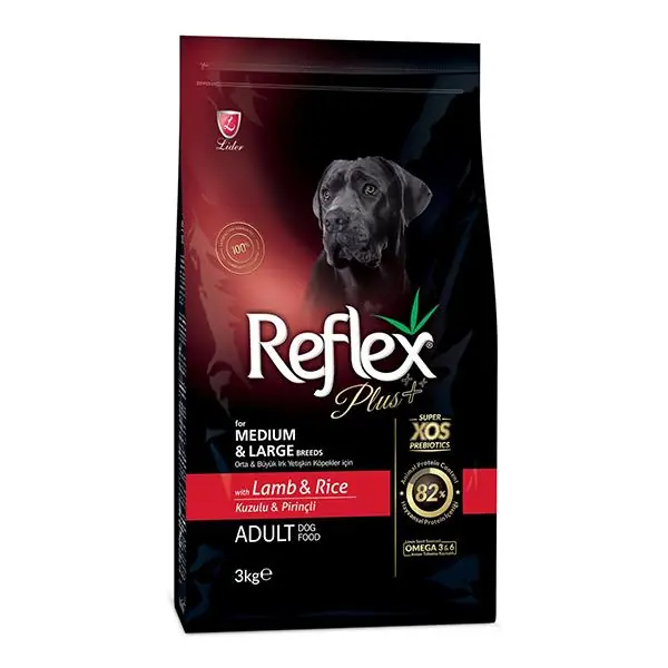 Reflex Plus Orta ve Büyük Irk Kuzu Etli Yetişkin Köpek Maması 3Kg