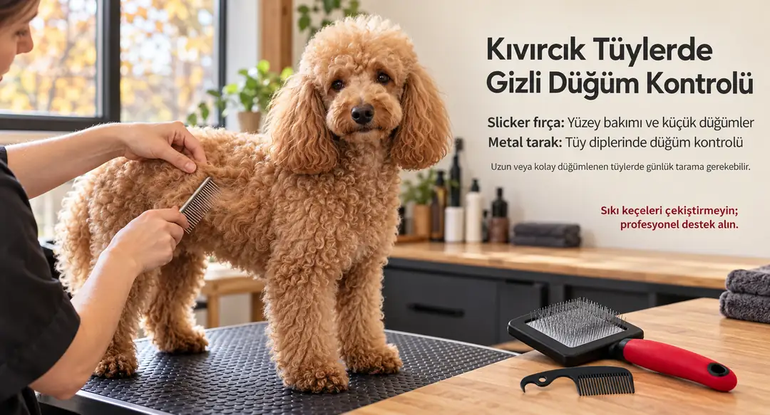 &nbsp; Kıvırcık tüylü ırkların (Poodle, Bichon Frise, Lagotto Romagnolo gibi) tüyleri sürekli uzar ve kıvrımlı yapı, düğümleri 