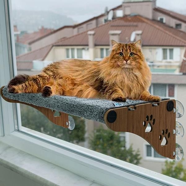 Ata Home KY3 Ahşap Vantuzlu Kedi Yatağı Gri