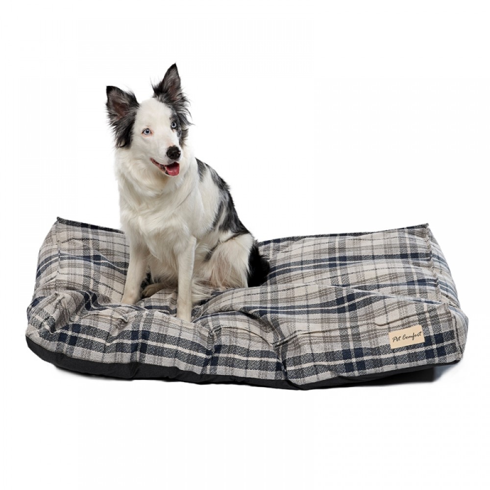 Pet Comfort Lima  Mavi Kareli Köpek Yatağı M 90x60cm