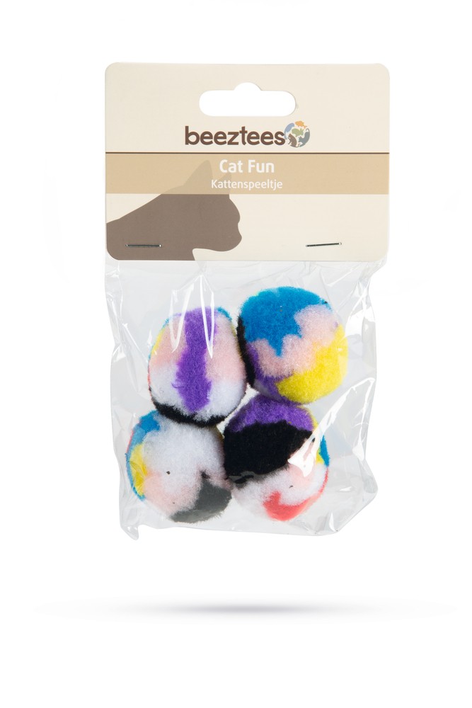 Beeztees Kedi Oyuncağı, Peluş Top, Kediotlu 4 Adet, 4cm