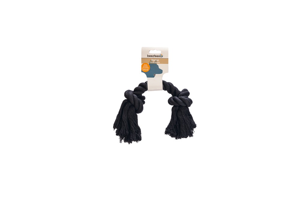 Beeztees Köpek Oyuncağı, Çift Düğümlü Diş İpi, Pamuk İplerden, Siyah, 30x7,5x6cm, 205gr