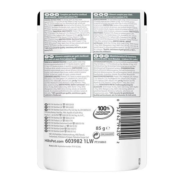 Hills Sterilised Pouch Somonlu Kısırlaştırılmış Yetişkin Kedi Maması 85gr