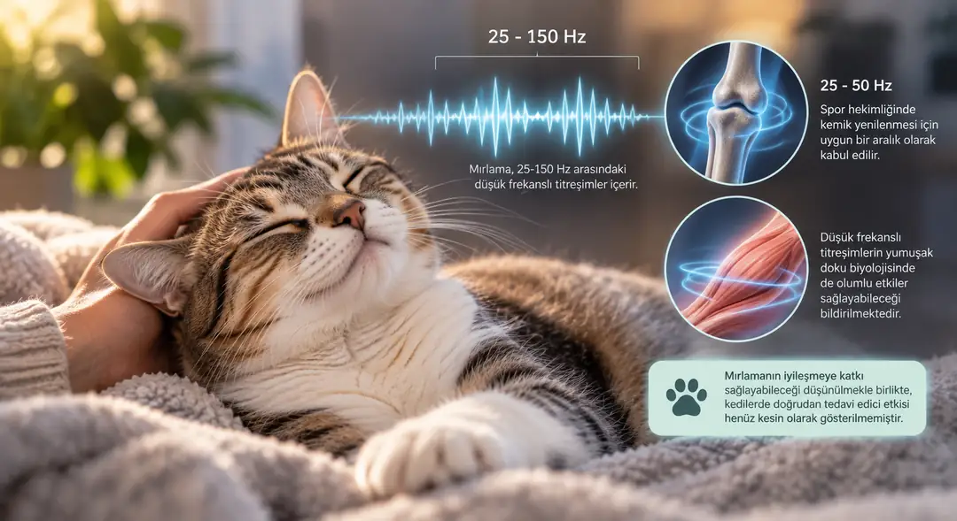 Mırlamanın 25-150 Hz arasındaki düşük frekanslı titreşimler içerdiği bilinmektedir