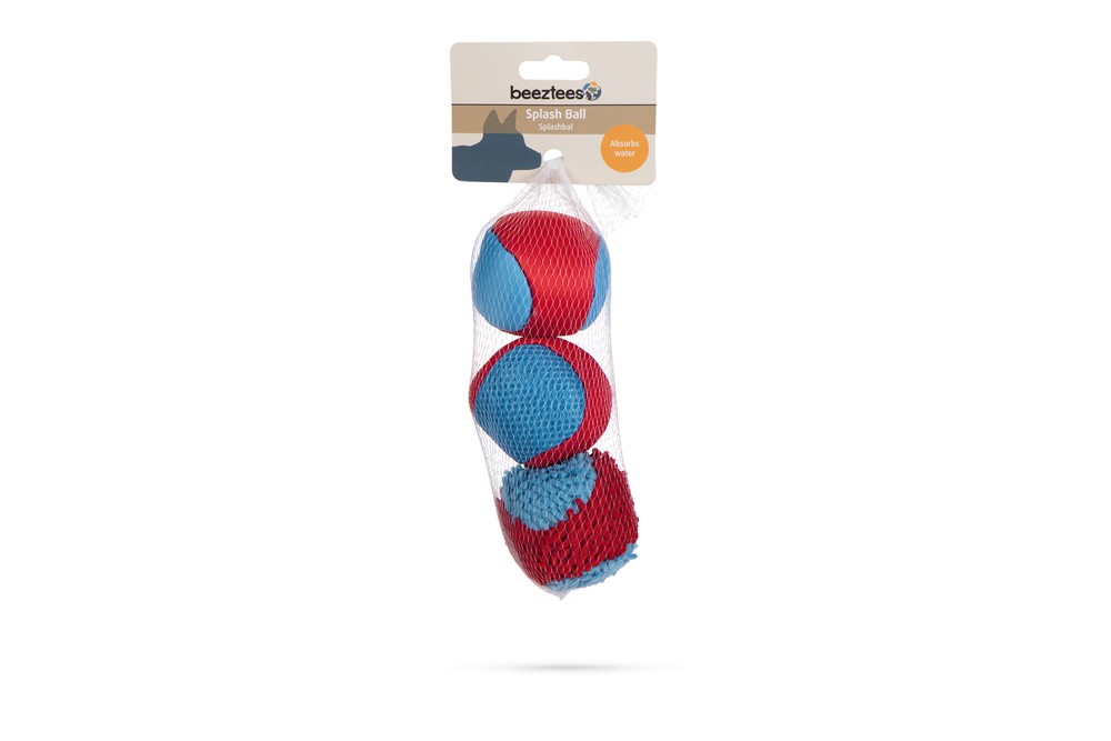 Beeztees Köpek Oyuncağı, Yüzen, İçi Su Dolabilen Toplar, Mavi/Kırmızı, 3 Adet, 6,2cm