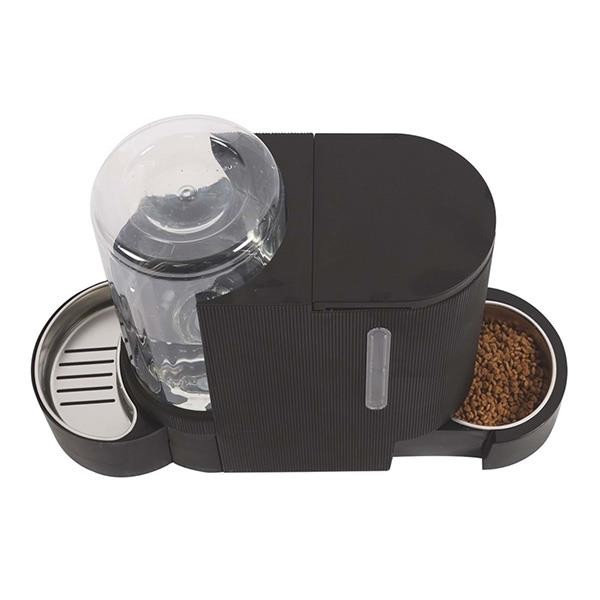 M-Pets Duplo Hazneli Kedi Köpek Mama ve Su Kabı Siyah 6Lt 2,65Kg