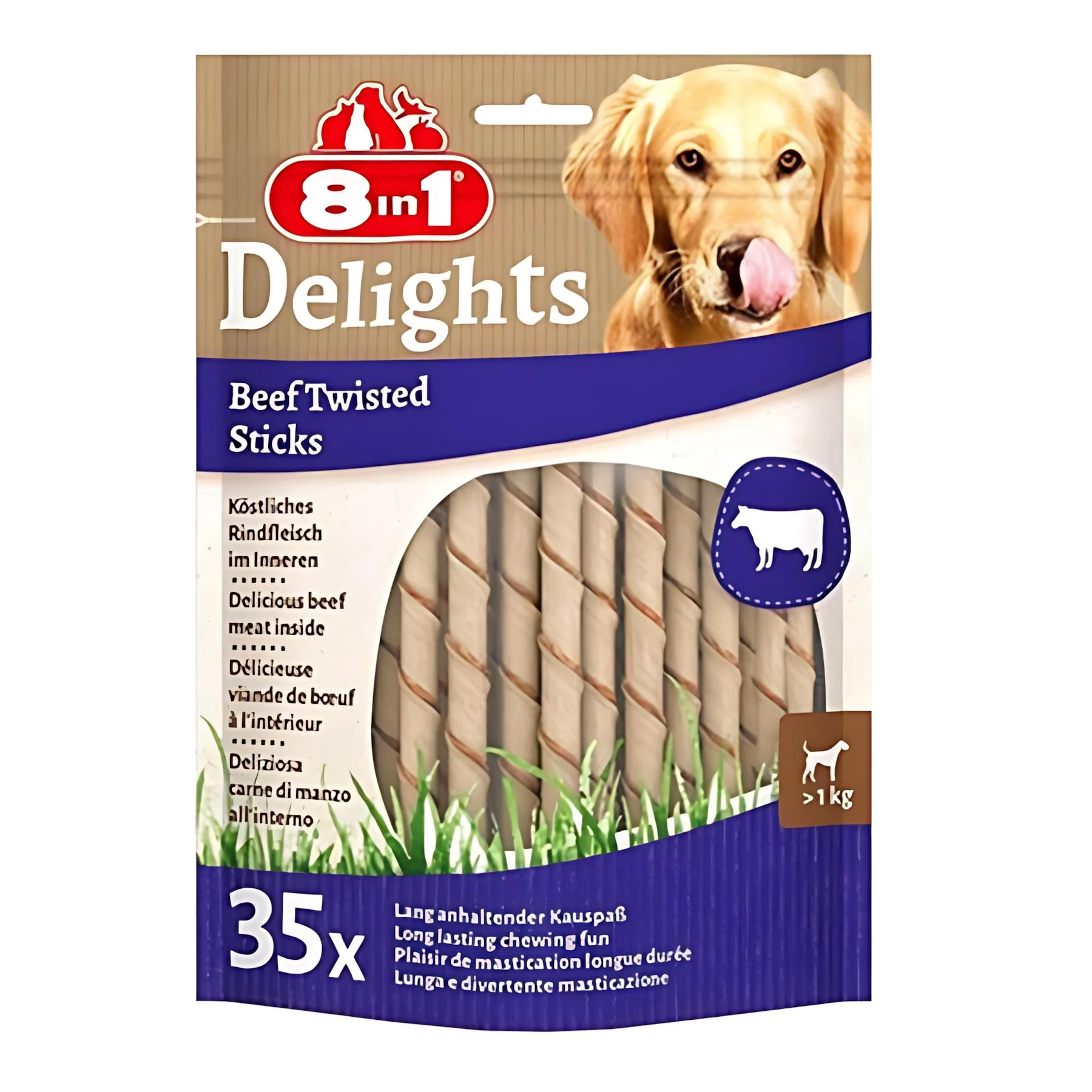 8in1 Beef Delight Twisted Sticks Köpek Ödülü 35li 190gr