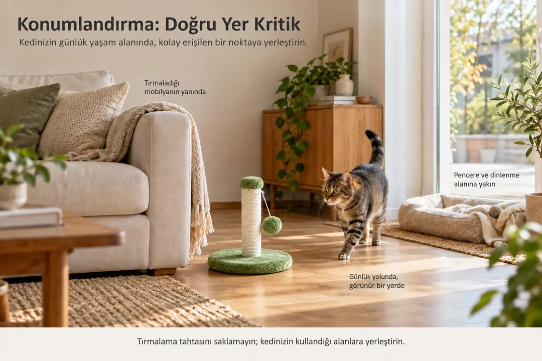 &nbsp; Tırmalama tahtası kedinin günlük yolunda olmalıdır&nbsp; &nbsp;