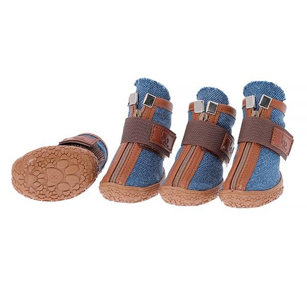 Be Design Fermuarlı Taba Dark Denim Köpek Ayakkabısı No 2