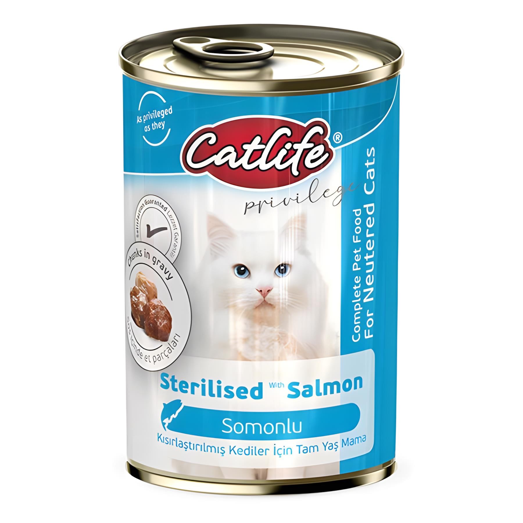 Catlife Somonlu Sterilised Kısırlaştırılmış Konserve Kedi Maması 400gr