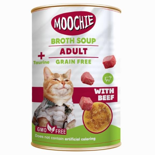 Moochie Biftekli Tahılsız Et Suyu Yetişkin Kedi Çorbası 135ml