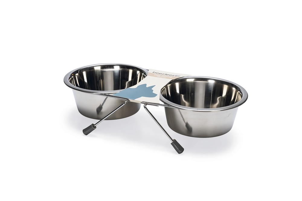 Beeztees Köpek İkili Mama Su Kabı, Paslanmaz Çelik, 16cm, 2x900ml